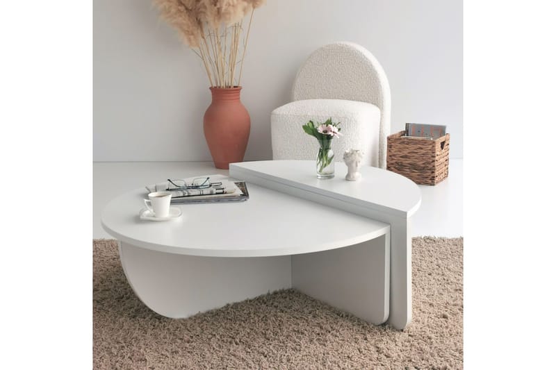 Malling Soffbord 90x30x90 cm Oval - Vit - Möbler - Bord & matgrupper - Soffbord