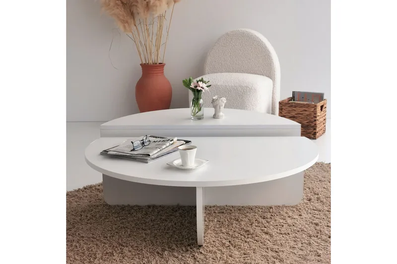 Malling Soffbord 90x30x90 cm Oval - Vit - Möbler - Bord & matgrupper - Soffbord