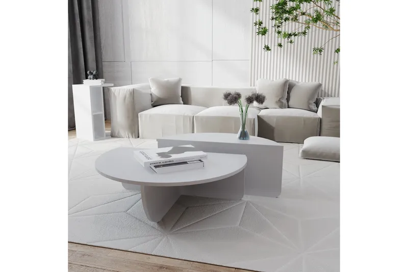 Malling Soffbord 90x30x90 cm Oval - Vit - Möbler - Bord & matgrupper - Soffbord