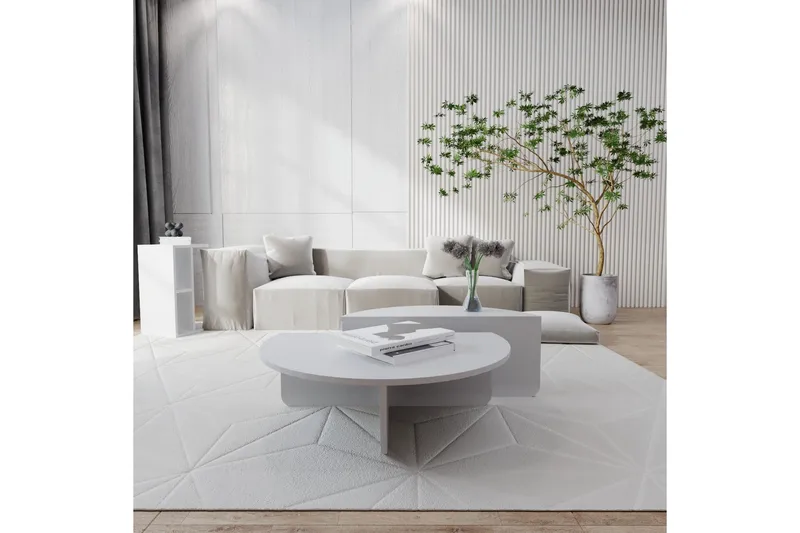 Malling Soffbord 90x30x90 cm Oval - Vit - Möbler - Bord & matgrupper - Soffbord