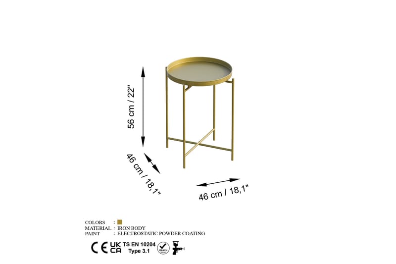 Mamta Soffbord 46 cm - Guld - Möbler - Bord & matgrupper - Soffbord