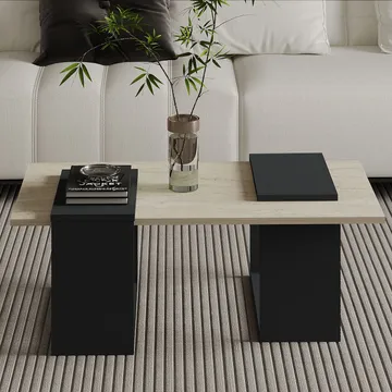 Matris Soffbord 90x37x46,6 cm - Travertine/Anthracite - Möbler - Bord & matgrupper - Soffbord