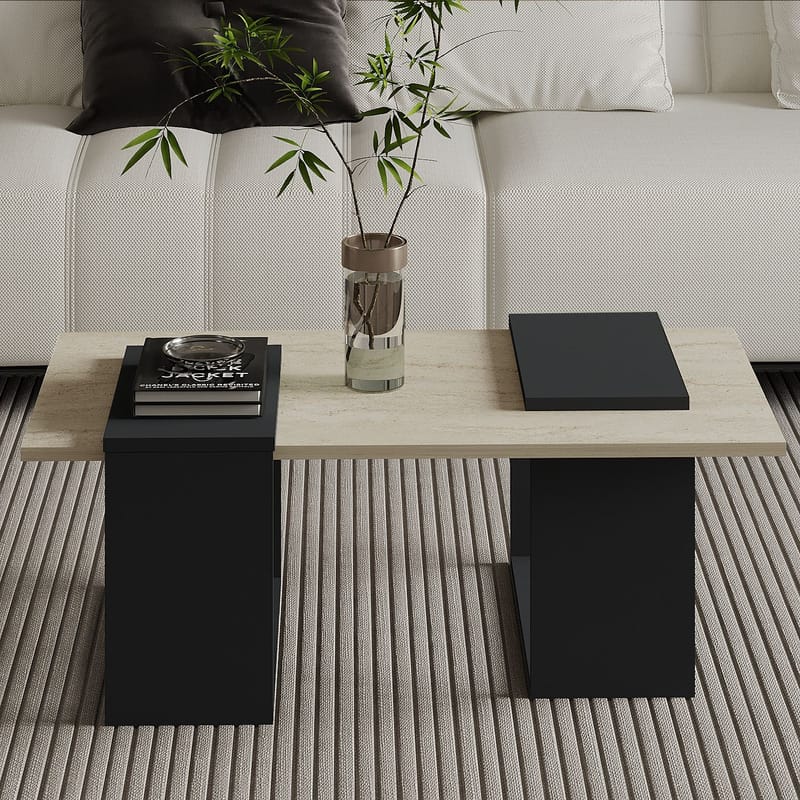 Matris Soffbord 90x37x46,6 cm - Travertine/Anthracite - Möbler - Bord & matgrupper - Soffbord