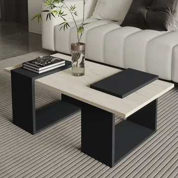 Matris Soffbord 90x37x46,6 cm - Travertine/Anthracite - Möbler - Bord & matgrupper - Soffbord