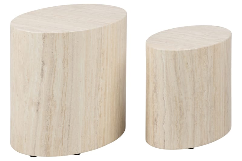 Mirol 33x48 cm Ovalt Soffbord i Sten, Beige