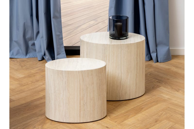 Mirol 33x48 cm Ovalt Soffbord i Sten - Beige - Möbler - Bord & matgrupper - Soffbord