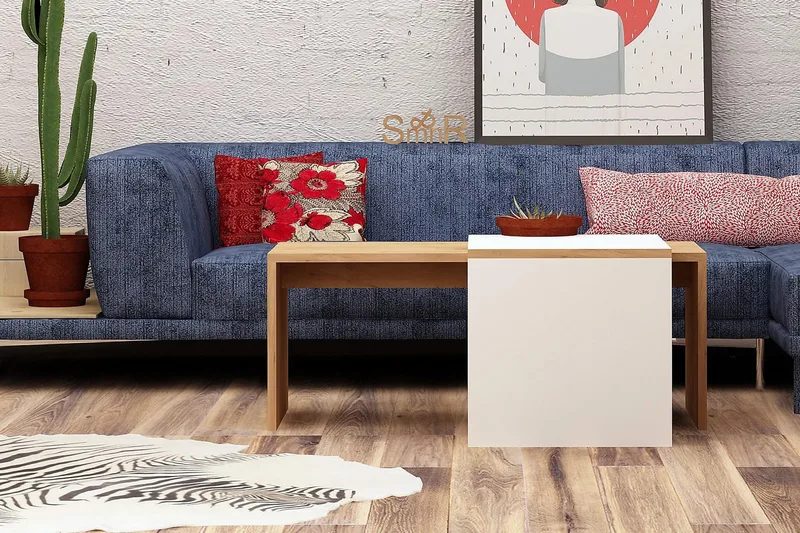 Mod Design Satsbord 90 cm 2 Bord - Trä/Vit - Möbler - Bord & matgrupper - Soffbord