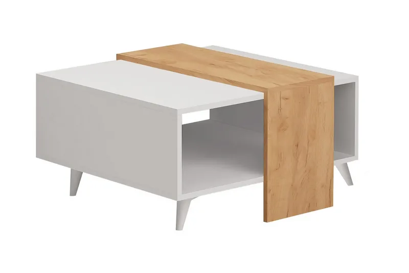 Mod Design Soffbord 80 cm med Förvaring Hylla, Trä/Vit