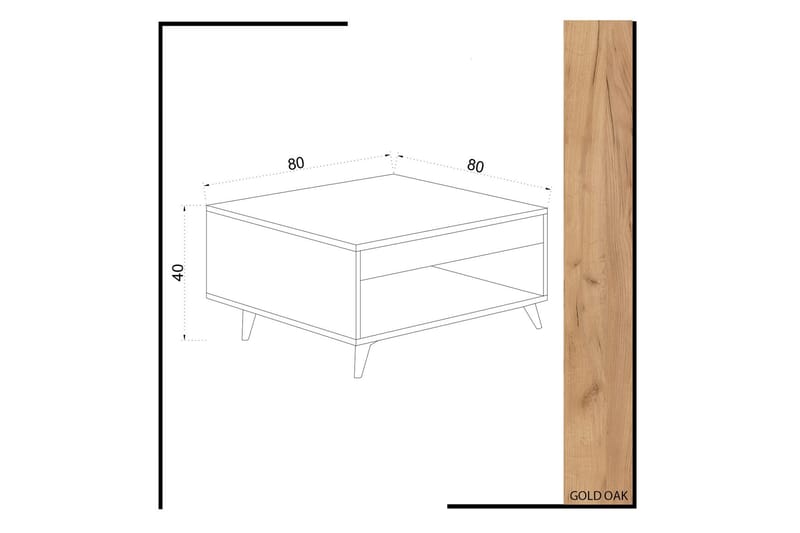 Mod Design Soffbord 80 cm med Förvaring Låda + Hylla - Trä/Vit - Möbler - Bord & matgrupper - Soffbord