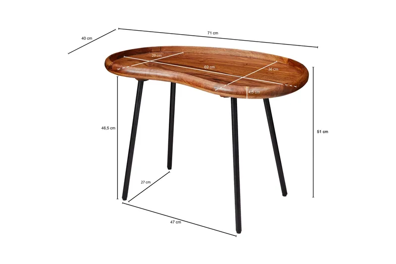 Mondry Soffbord 79 cm Njurformat - Massivt Trä/Svart - Möbler - Bord & matgrupper - Soffbord