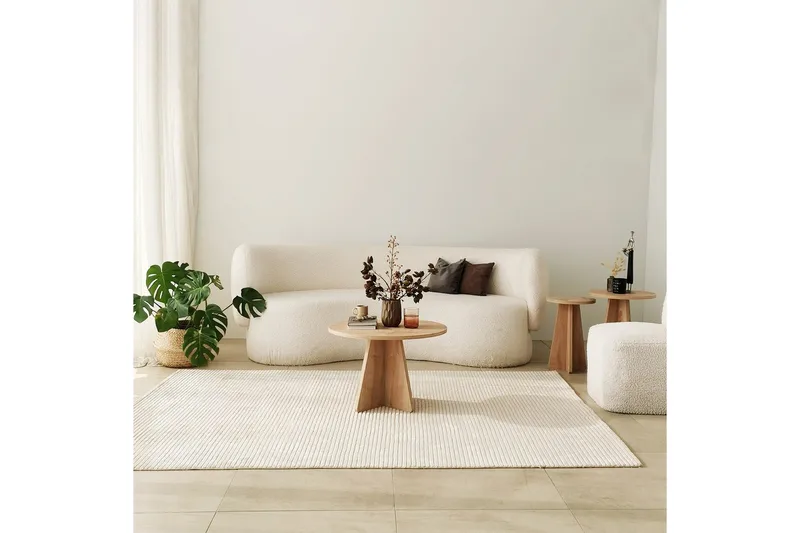 Munne Runt Soffbord 60 cm i Trä med Kryssfot - Beige - Möbler - Bord & matgrupper - Soffbord