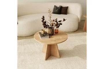 Munne Runt Soffbord 60 cm i Trä med Kryssfot - Beige - Möbler - Bord & matgrupper - Soffbord