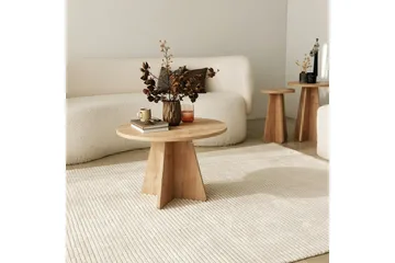 Munne Runt Soffbord 60 cm i Trä med Kryssfot - Beige - Möbler - Bord & matgrupper - Soffbord