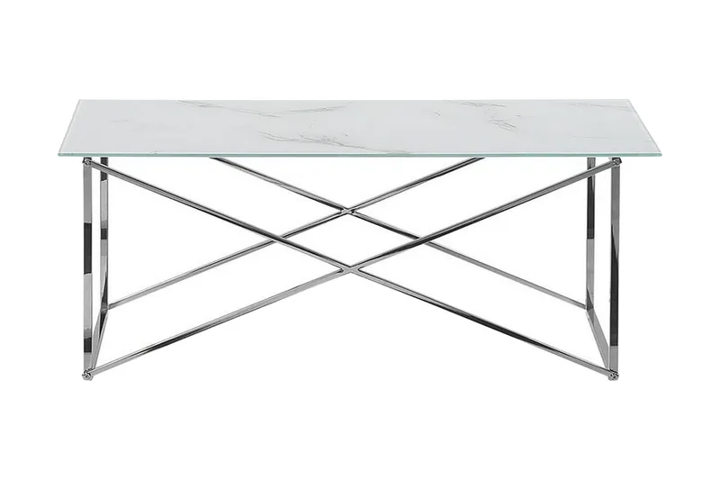 Nod Soffbord 100 cm Marmormönster, Vit/Silver