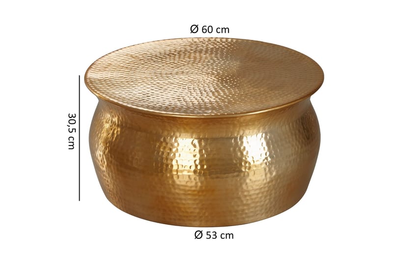 Osagie 60 cm Runt Soffbord i Metall med Hamrad Trumform - Guld - Möbler - Bord & matgrupper - Soffbord