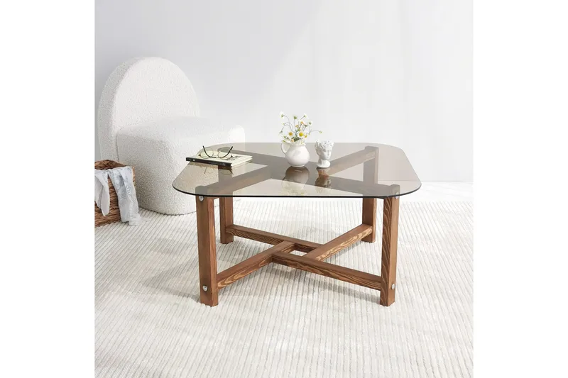 Ostwerwal Soffbord 80 cm Runt - Natur/Glas - Möbler - Bord & matgrupper - Soffbord