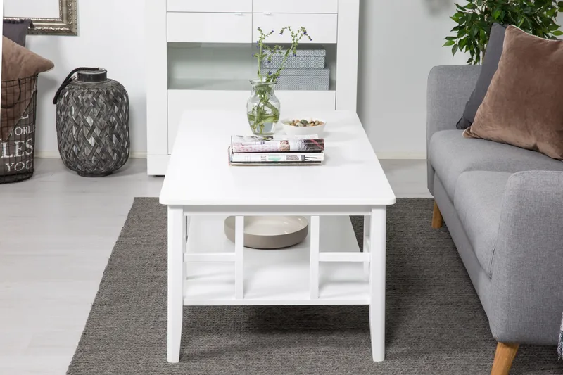 Piteå Soffbord 130 cm med Förvaring Hylla - Vit - Möbler - Bord & matgrupper - Soffbord