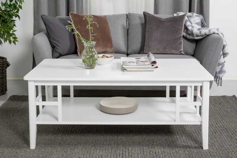 Piteå Soffbord 130 cm med Förvaring Hylla - Vit - Möbler - Bord & matgrupper - Soffbord