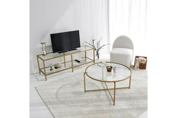 Rowman Soffbord 83 cm Runt - Guld/Glas - Möbler - Bord & matgrupper - Soffbord