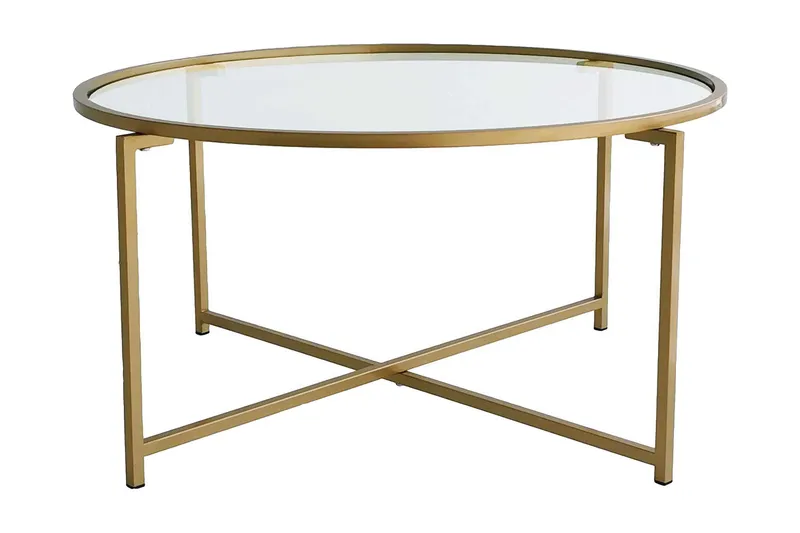 Rowman Soffbord 83 cm Runt, Guld/Glas
