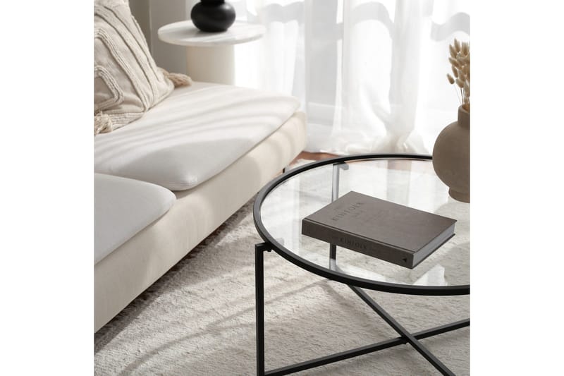 Rowman Soffbord 83 cm Runt - Svart/Glas - Möbler - Bord & matgrupper - Soffbord