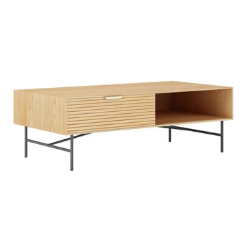 Soffbord Bassel 120x60x40 cm 3D-melamin - ljus trädekor med svarta ben/gyllene handtag - Möbler - Bord & matgrupper - Soffbord