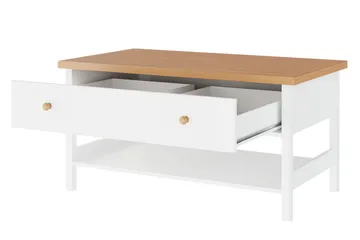 Storys Soffbord 110 cm med Förvaring Låda + Hylla - Beige/Vit - Möbler - Bord & matgrupper - Soffbord