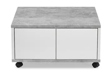 Twin Soffbord 70 cm med Förvaring Lådor på Hjul - Vit/Betonggrå - Möbler - Bord & matgrupper - Soffbord