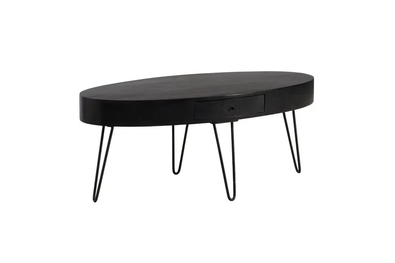 Soffbord Wohnling Massivt trä 100 cm oval med låda lantligt stil