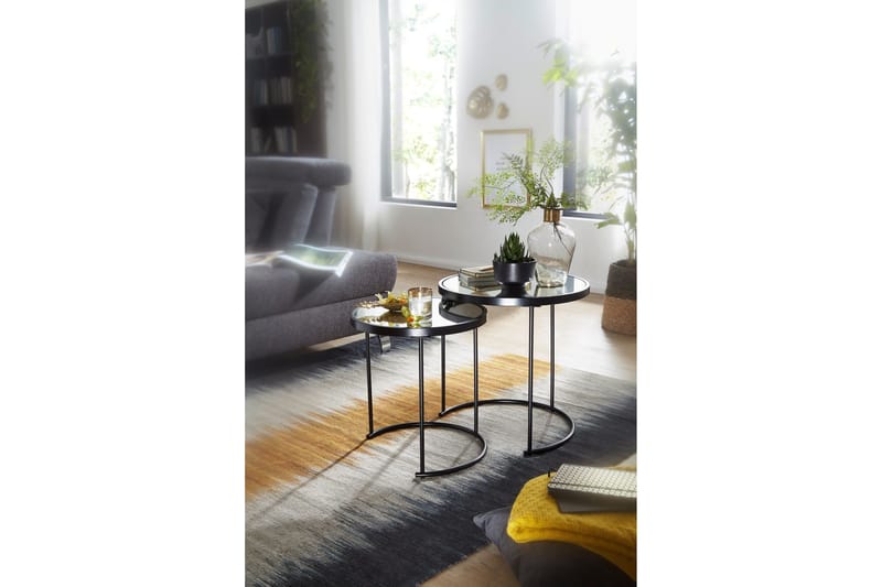 Wrighton Satsbord 50 cm Runt Soffbord Stapelbart i Metall och Glas - Spegelsilver - Möbler - Bord & matgrupper - Soffbord