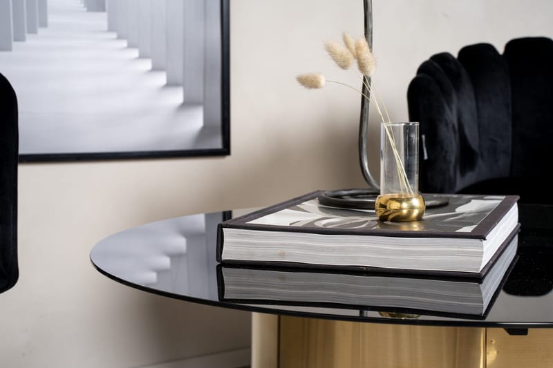 Ystad 75 cm Runt Soffbord med Cylinderfot i Glas - Brun|Svart - Möbler - Bord & matgrupper - Soffbord