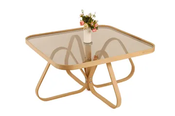 Stedum Kvadratiskt Soffbord 90 cm i med Träunderrede - Brunt Rökglas - Möbler - Bord & matgrupper - Soffbord