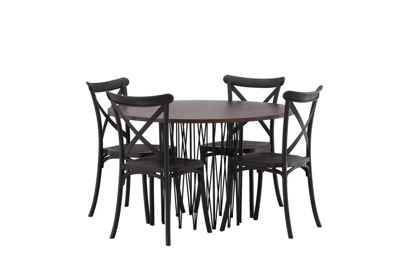 Stonaro Matgrupp  120 cm Rund med 4 Crosett stolar, Svart