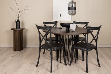 Stonaro Matgrupp  120 cm Rund med 4 Crosett stolar - Svart - Möbler - Bord & matgrupper - Matgrupper