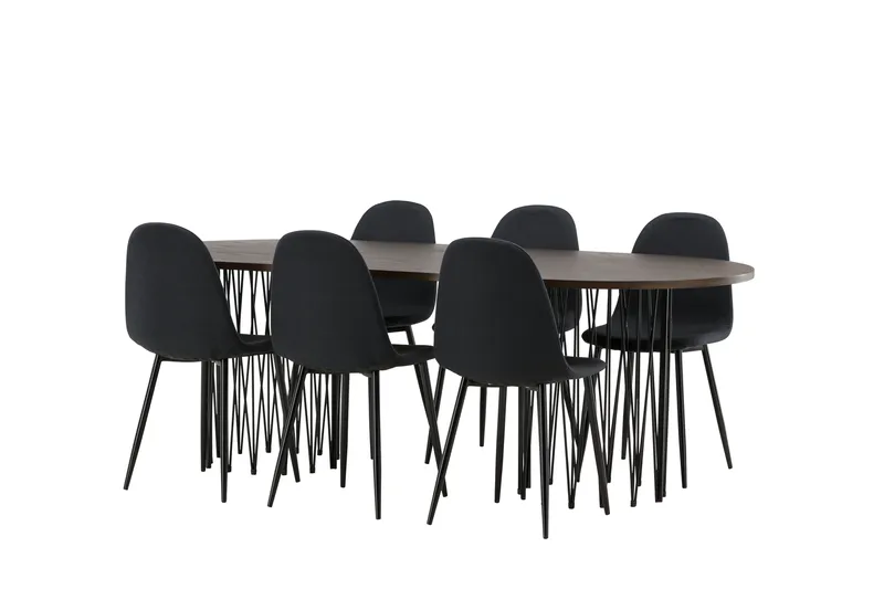 Stonaro Matgrupp  220 cm Oval med 6 Bennie stolar, Svart