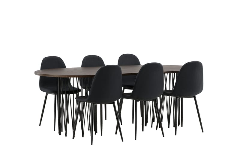 Stonaro Matgrupp  220 cm Oval med 6 Bennie stolar - Svart - Möbler - Bord & matgrupper - Matgrupper