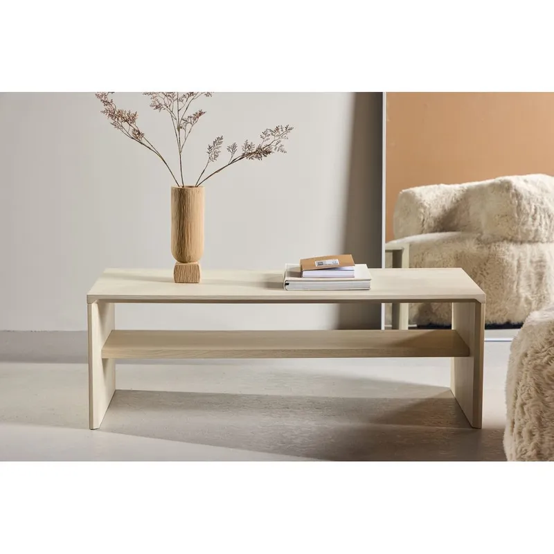 Telemarket Rektangulärt Soffbord 110 cm med Hylla i Trä - Beige - Möbler - Bord & matgrupper - Soffbord