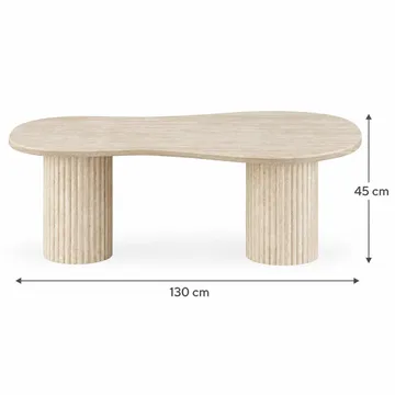 Uppveda Asymmetriskt Soffbord 130x70 cm med Travertinutseende - Beige - Möbler - Bord & matgrupper - Soffbord