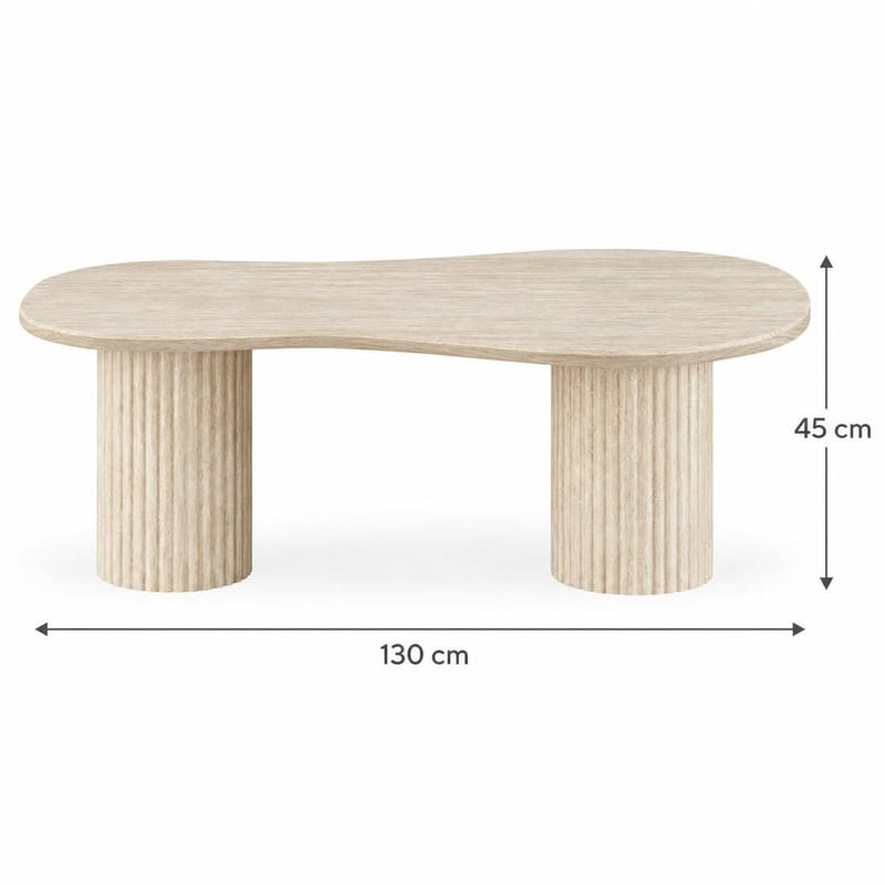 Uppveda Asymmetriskt Soffbord 130x70 cm med Travertinutseende - Beige - Möbler - Bord & matgrupper - Soffbord
