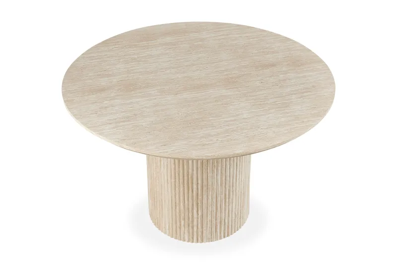 Uppveda Runt Matbord 120 cm med Travertinutseende - Beige - Möbler - Bord & matgrupper - Matbord & köksbord