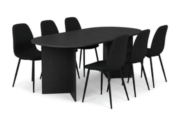 Vera Matgrupp oval 180 cm  med 6 Nibe Matstolar - Svartlaserad ek - Möbler - Bord & matgrupper - Matgrupper