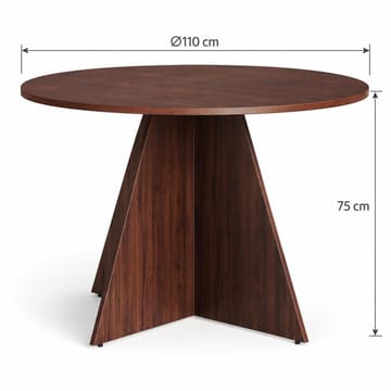 Vera Rund Matgrupp 110 cm – Matbord med 4 Katy Matstolar med Trä- och Valnötsutseende - Brun - Möbler - Bord & matgrupper - Matgrupper