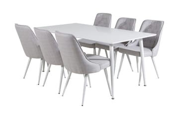 Ypas Matgrupp 180 cm inkl 6 Valera Stolar - Vit/Grå - Möbler - Bord & matgrupper - Matgrupper