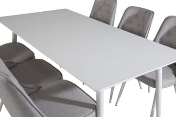 Ypas Matgrupp 180 cm inkl 6 Valera Stolar - Vit/Grå - Möbler - Bord & matgrupper - Matgrupper