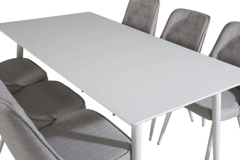 Ypas Matgrupp 180 cm inkl 6 Valera Stolar - Vit/Grå - Möbler - Bord & matgrupper - Matgrupper