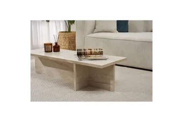 Zephral Rektangulärt Soffbord 120 cm i Sten med Skulptural Travertin - Beige - Möbler - Bord & matgrupper - Soffbord