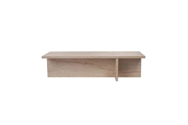 Zephral Rektangulärt Soffbord 120 cm i Sten med Skulptural Travertin, Beige