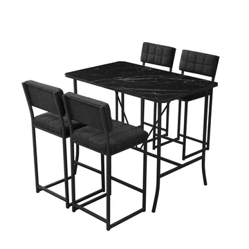 Cenanwesh Bargrupp Bord + 4 stolar - Antracit/Svart - Möbler - Bord & matgrupper