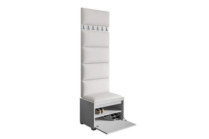 Grawis Sittbänk med 6-pack Väggdekoration 60x30 cm - Vit - Möbler - Hallmöbler - Möbelset för hall & entre