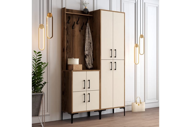 Retzow Hallmöbelset 120 cm - Mörkbrun/Beige - Möbler - Hallmöbler - Möbelset för hall & entre